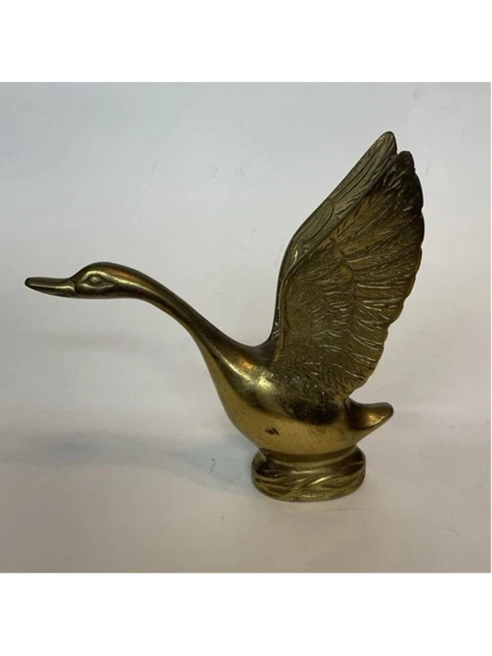 Vintage Solid Brass Long Neck Swan Figurine Mid Century Modern Home Decor 6”
